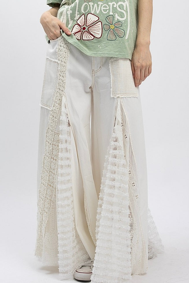 Great Escape Lace Pieced Exaggerated Wide Leg Pants | 2 Colors