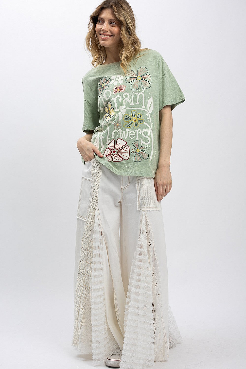 Great Escape Lace Pieced Exaggerated Wide Leg Pants | 2 Colors