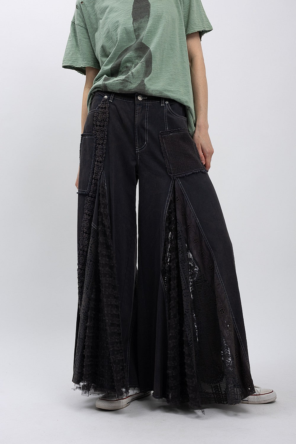 Great Escape Lace Pieced Exaggerated Wide Leg Pants | 2 Colors