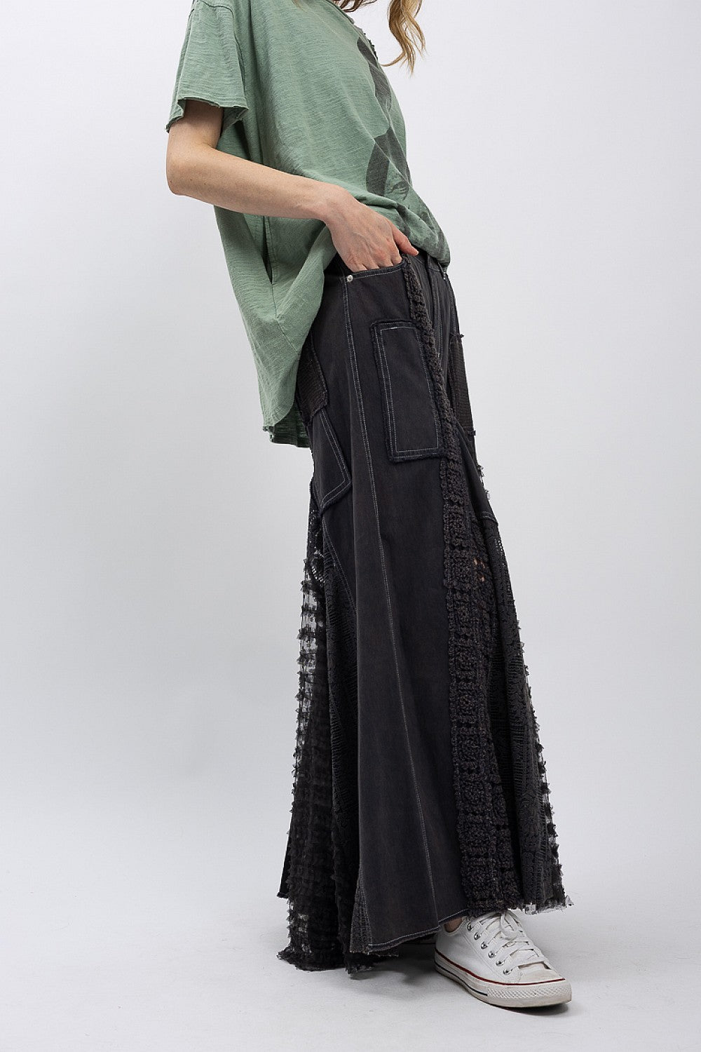 Great Escape Lace Pieced Exaggerated Wide Leg Pants | 2 Colors