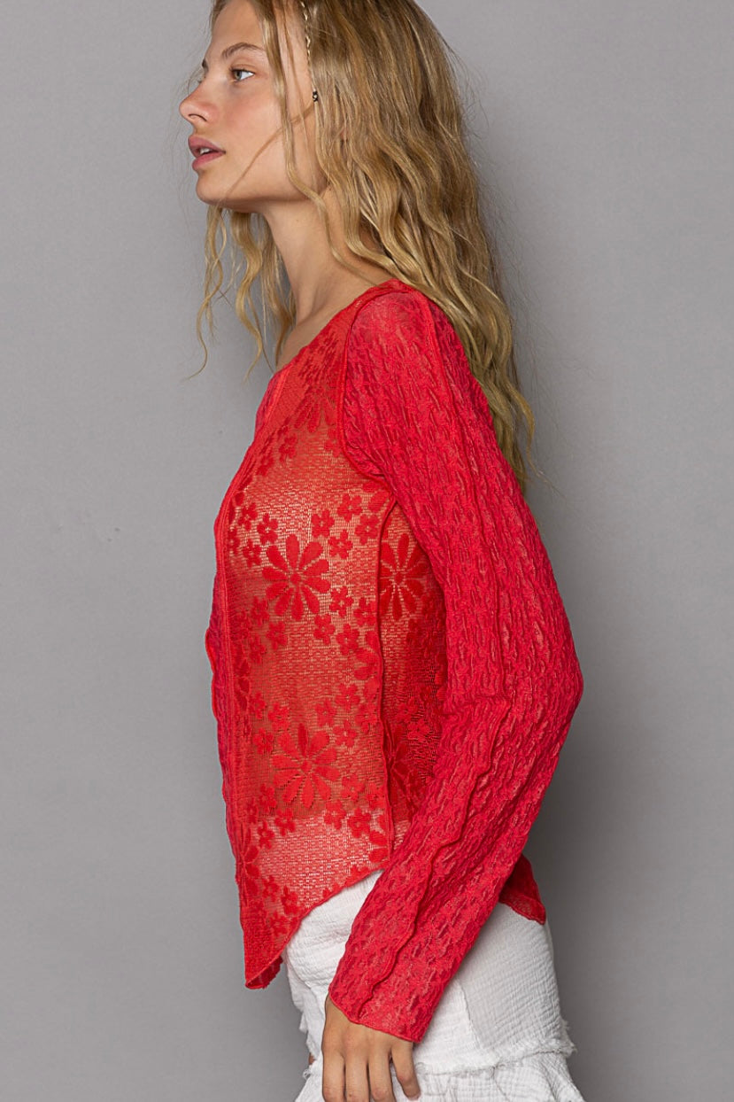 Cherry Bomb Long Sleeve Lace Top