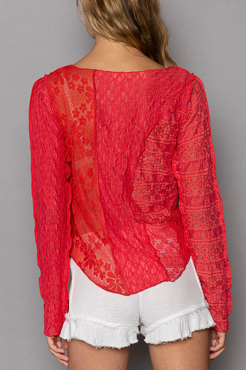 Cherry Bomb Long Sleeve Lace Top