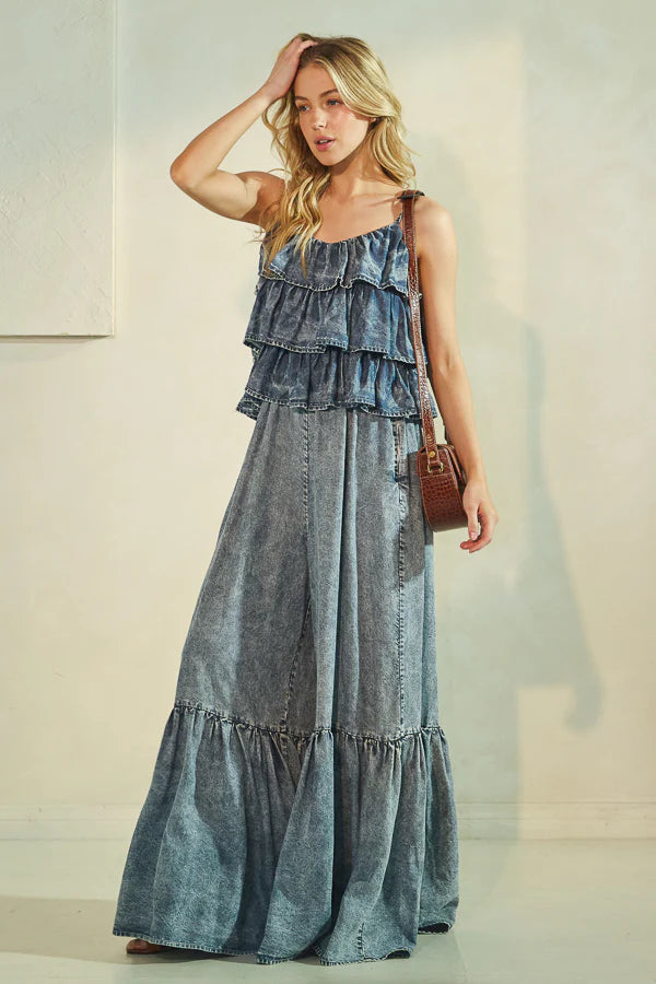 Own Your Moment Ruffle Top Wide Leg Tencel Jumpsuit (PREORDER)