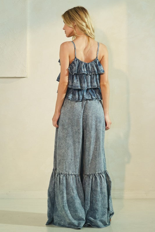 Own Your Moment Ruffle Top Wide Leg Tencel Jumpsuit (PREORDER)