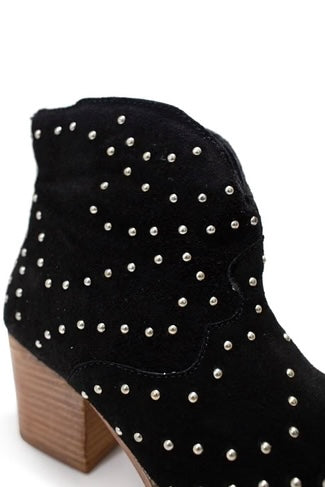 Twilight Studded Heeled Ankle Boot in Black