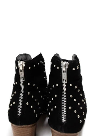 Twilight Studded Heeled Ankle Boot in Black
