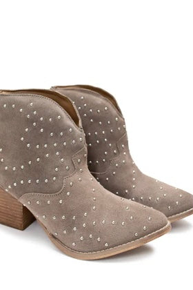 Twilight Studded Heeled Ankle Boot in Taupe