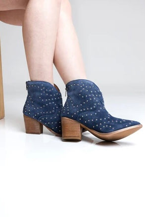 Twilight Studded Heeled Ankle Boot in Taupe