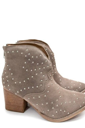 Twilight Studded Heeled Ankle Boot in Taupe