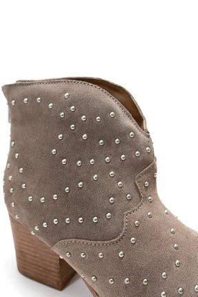 Twilight Studded Heeled Ankle Boot in Taupe