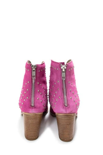 Twilight Studded Heeled Ankle Boot in Magenta