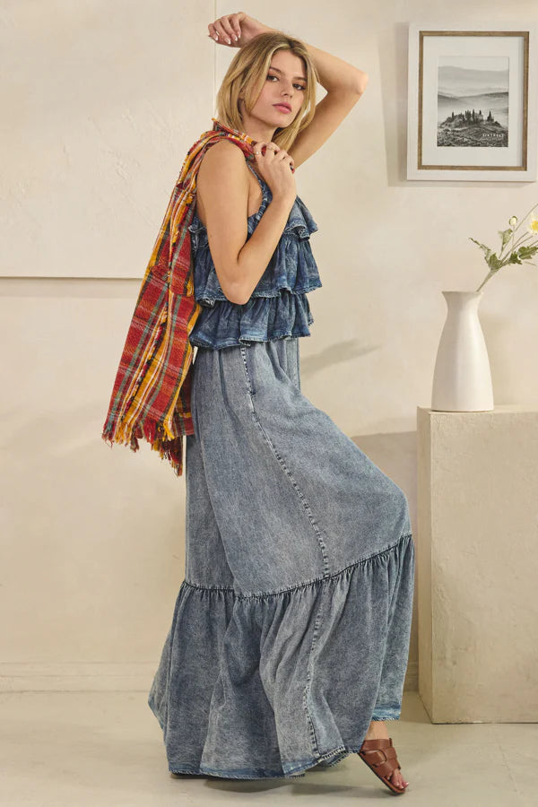 Own Your Moment Ruffle Top Wide Leg Tencel Jumpsuit (PREORDER)