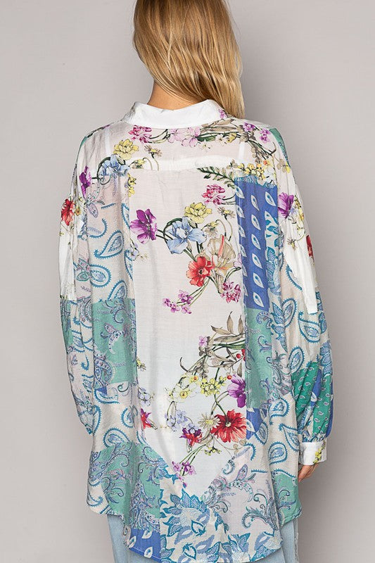 Meadow Sweet Colorful Floral Button Down Shirt