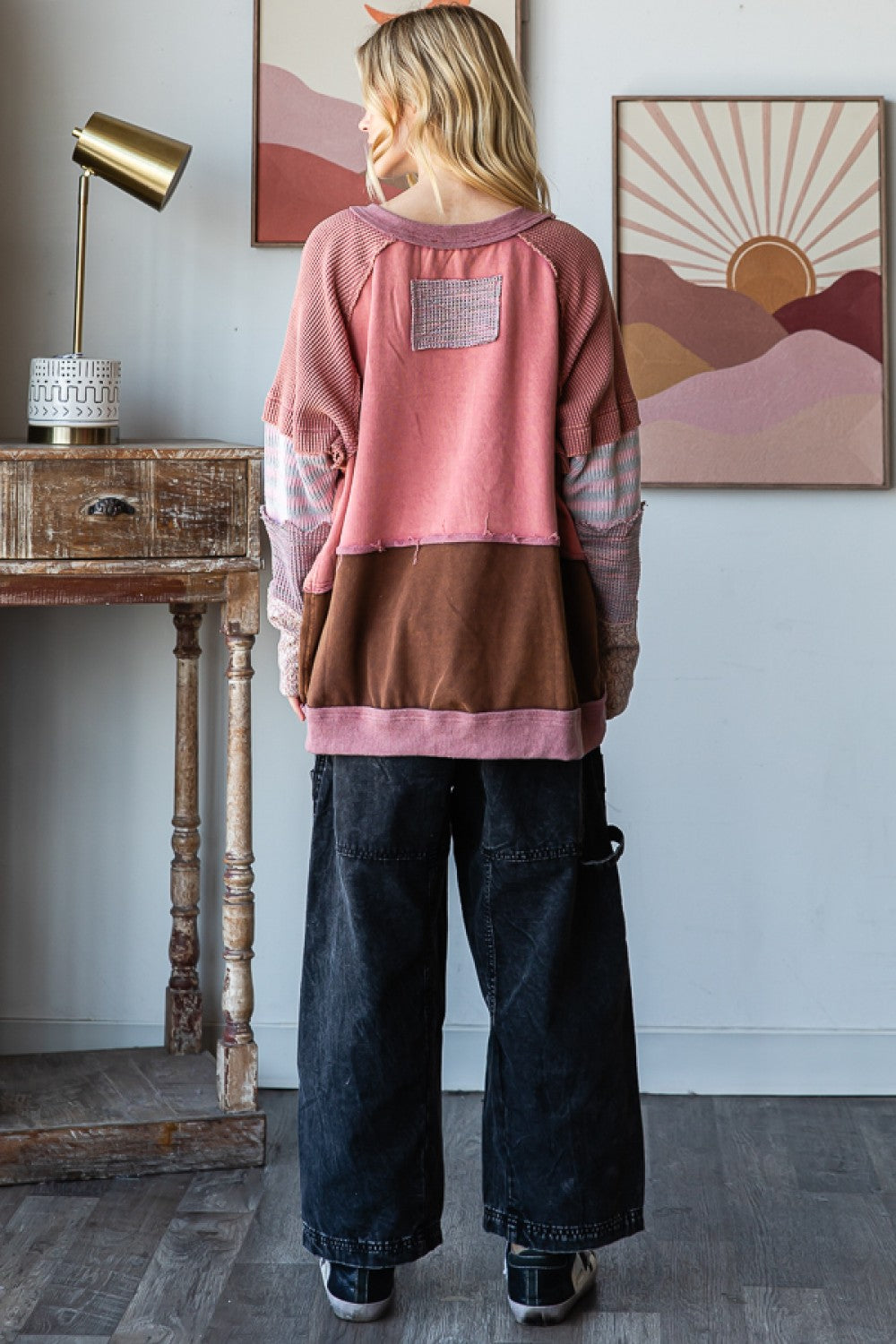 All In The Cuffs Mixed Print Washed Pullover (2 Colors)