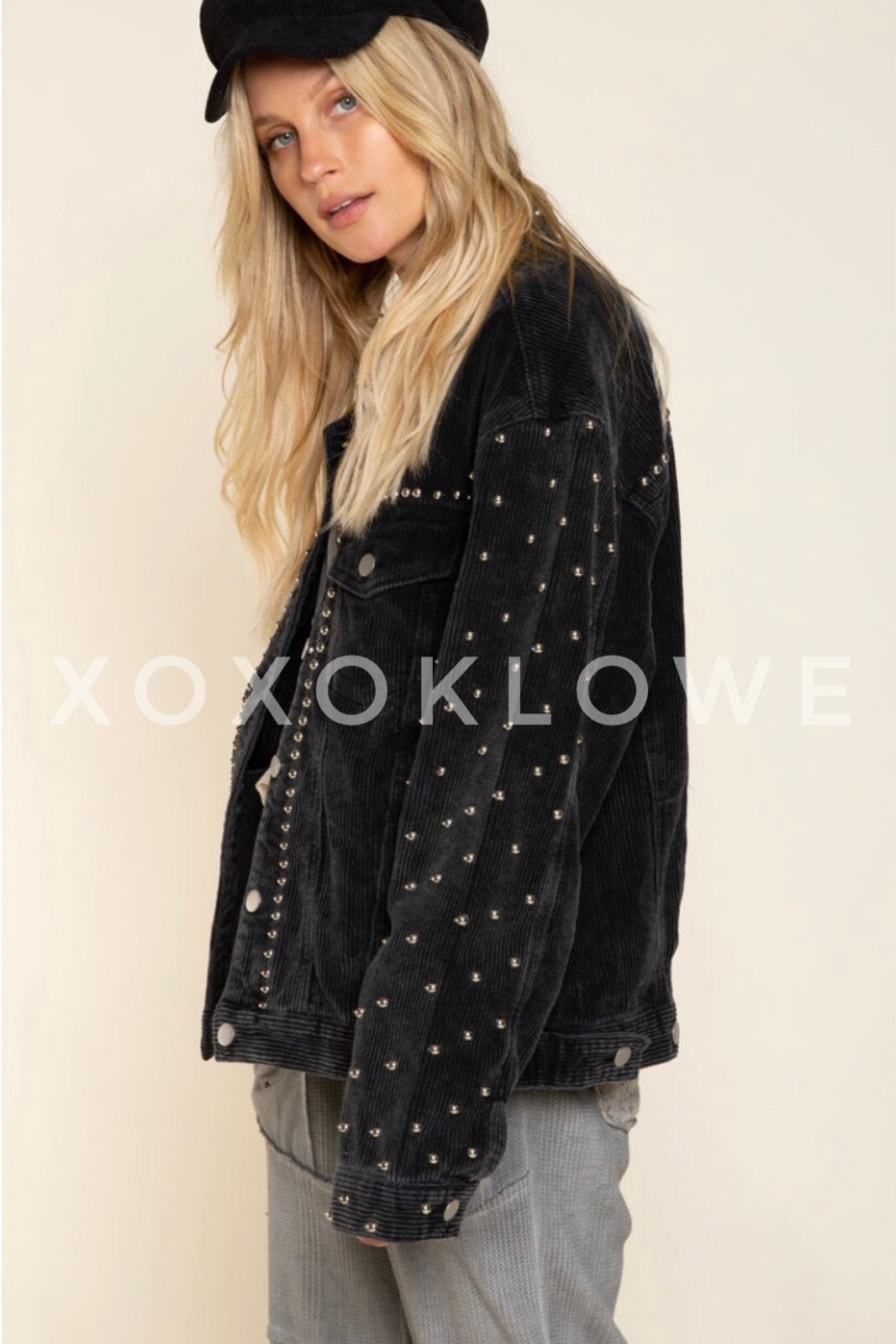 Better With Studs Relaxed Fit Trucker Style Coduroy Jacket (3 Colors)