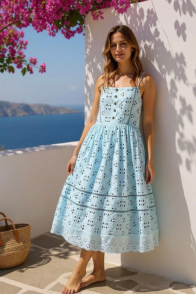 Escape to Amalfi Cotton Eyelet Sundress