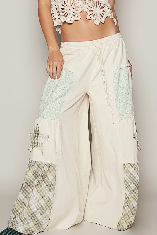 Making Magic Flower Plaid + Stars Exaggerated Wide Leg Pants