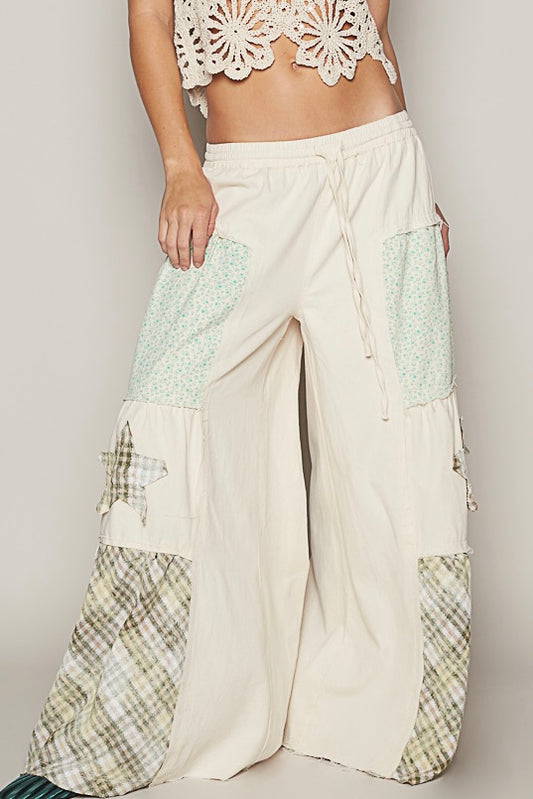 Making Magic Flower Plaid + Stars Exaggerated Wide Leg Pants