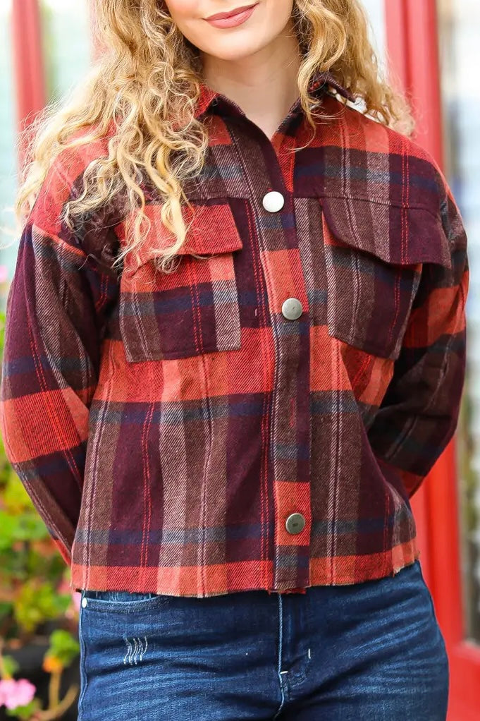 On My Game Studded Cropped Plaid Jacket (Small to 3XL)