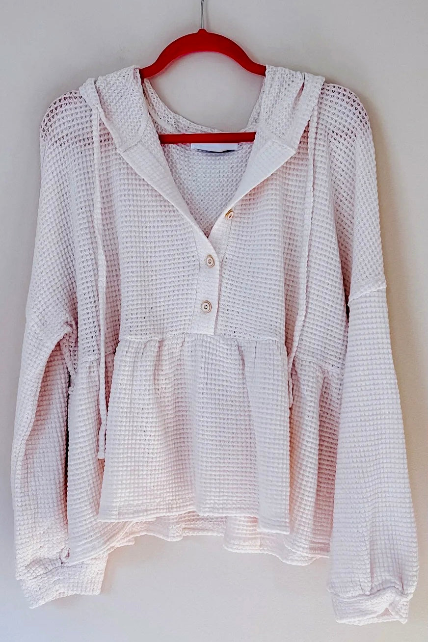 One And Only Thermal Knit Babydoll Hoodie (Small to 3XL)