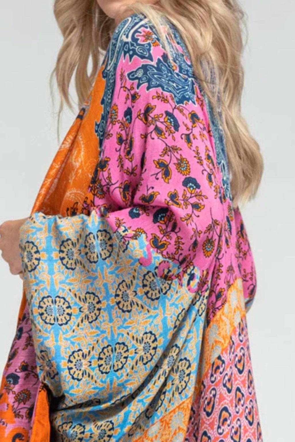 La Jolla Damask Print Longline Maxi Duster Kimono