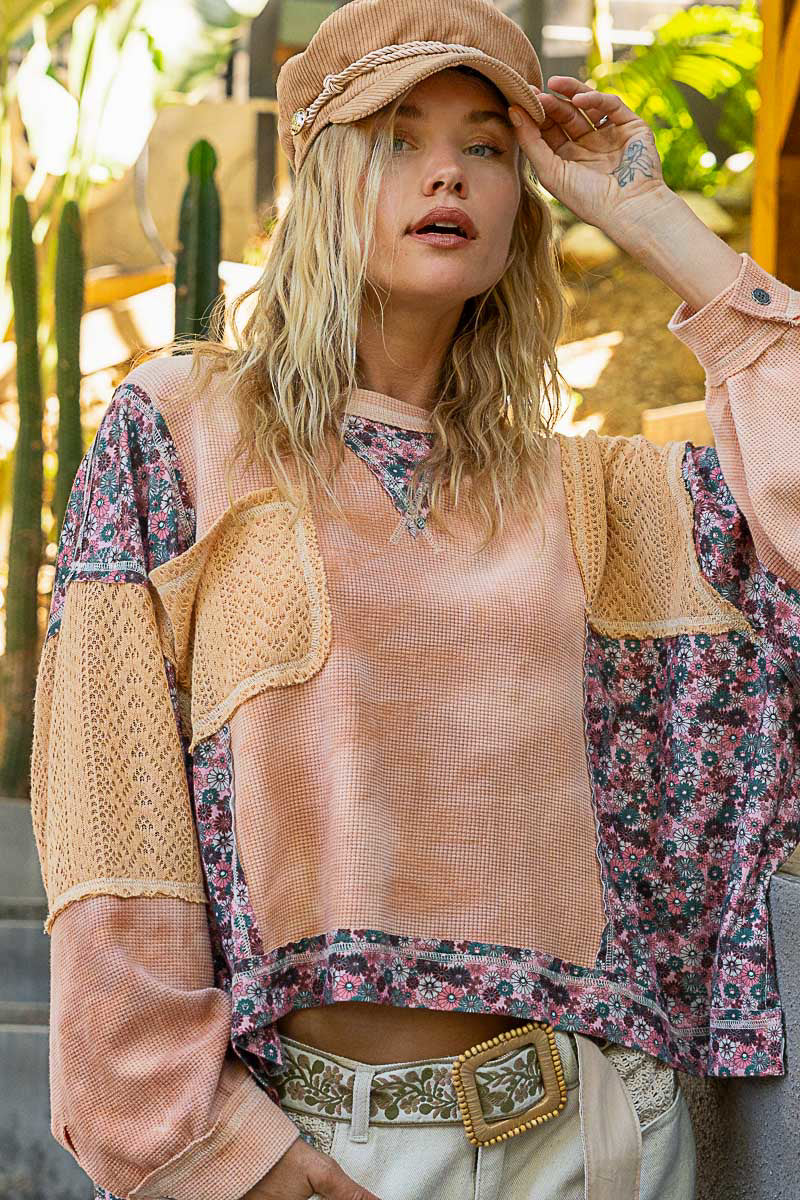 That’s My Jam Floral + Crochet Thermal Top (2 Colors)