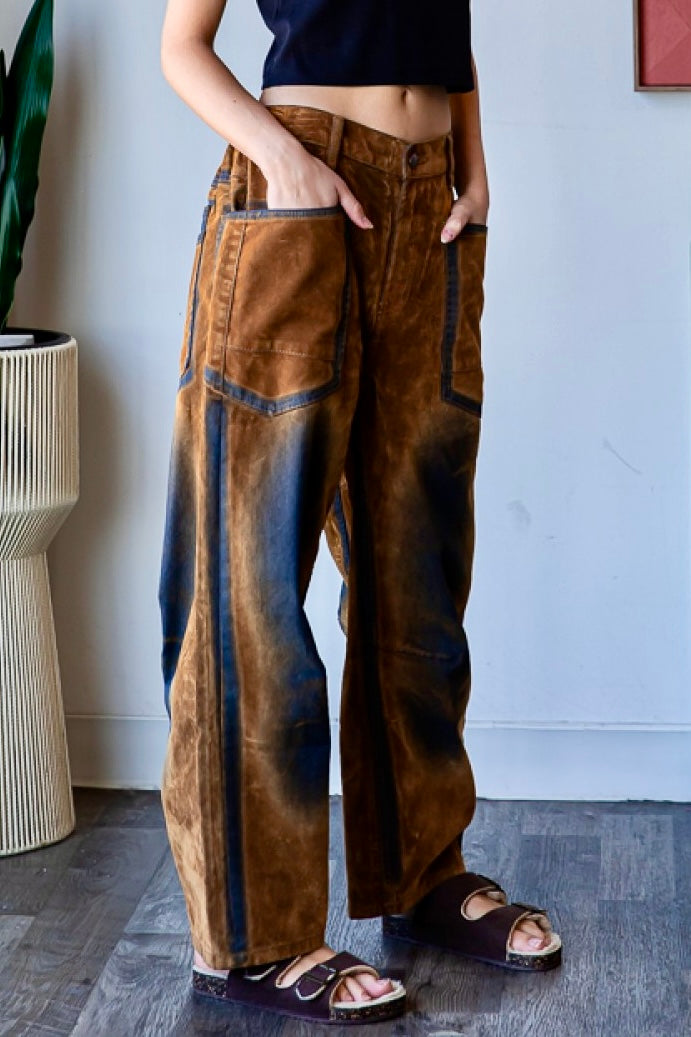 Midnight Maverick Velvet Flocked Barrel Jeans