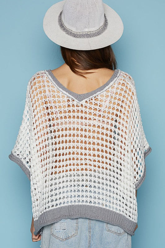 Peace Out Babe Loose Fit Peace Sign Crochet Summer Sweater Top (3 Colors)