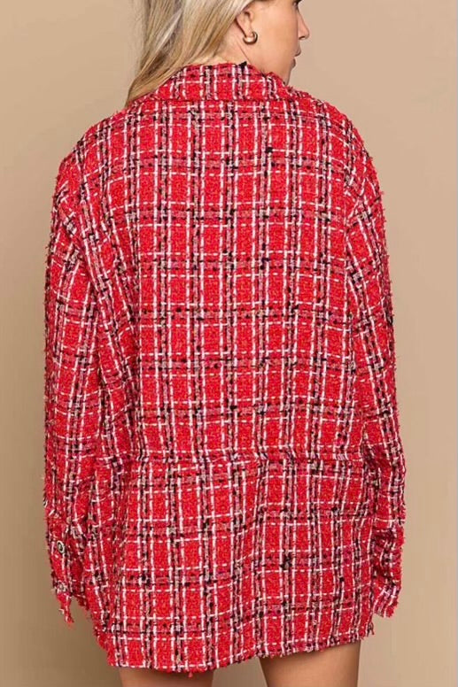 Hearts on Fire Red Tweed 2 Button Blazer