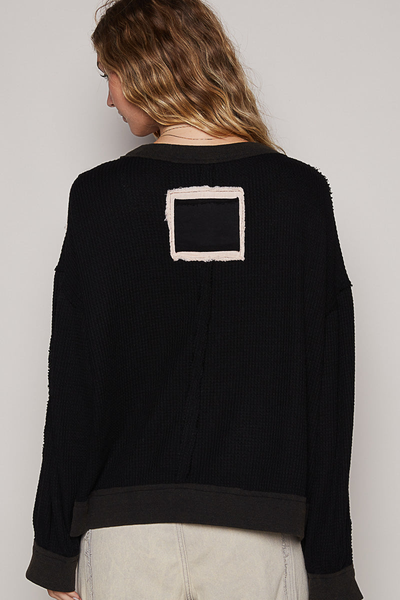 Free Spirit Peace Patched Vintage Washed Thermal Pullover (2 Colors)