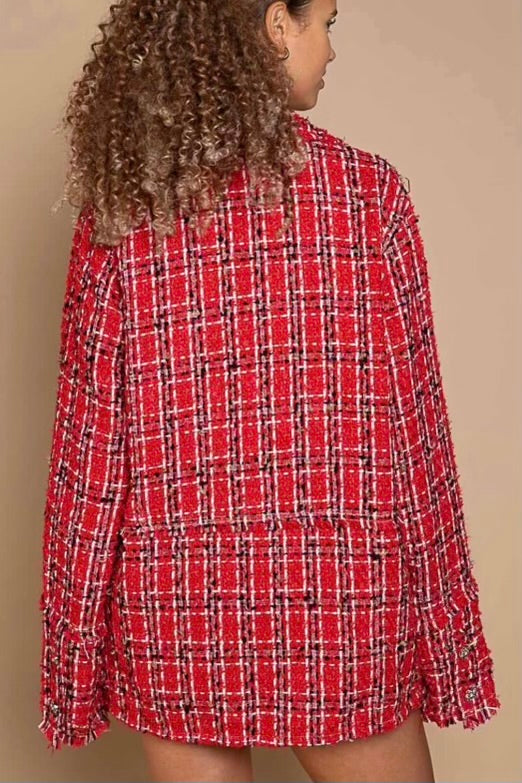 Hearts on Fire Red Tweed 2 Button Blazer