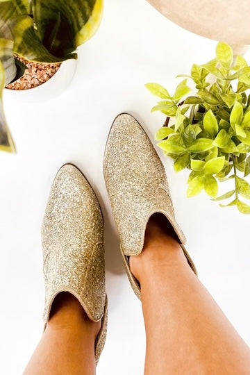 Fiera Glitter Booties in Gold