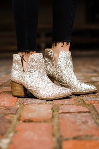 Fiera Glitter Booties in Gold