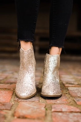 Fiera Glitter Booties in Gold