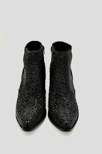 Shine Star Rhinestone Bootie in Black