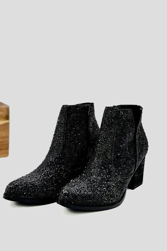 Shine Star Rhinestone Bootie in Black
