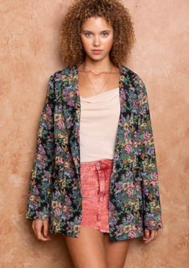 Stuck On You Vintage Floral Print Brocade Blazer