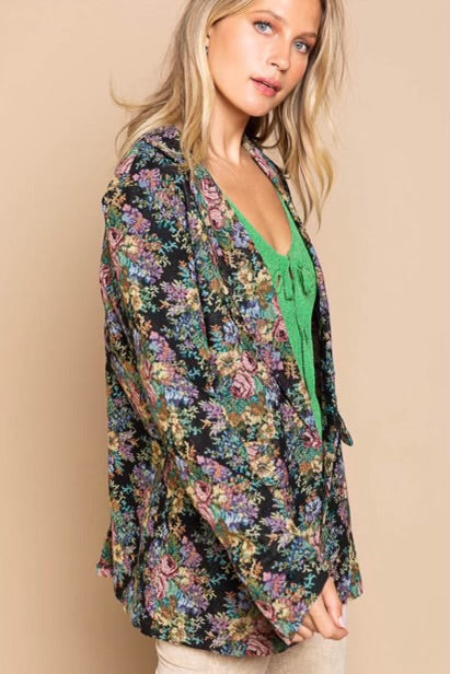 Stuck On You Vintage Floral Print Brocade Blazer