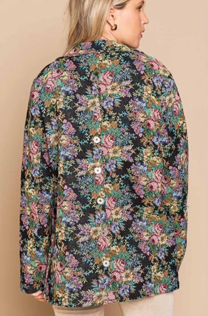 Stuck On You Vintage Floral Print Brocade Blazer