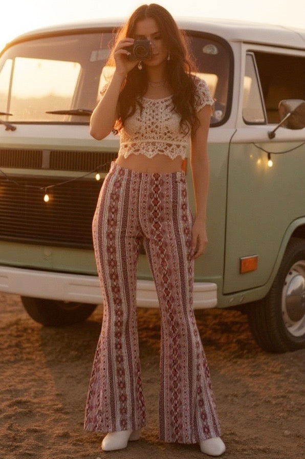 The Free Bird Flares | Stretchy Printed Pull On Pants
