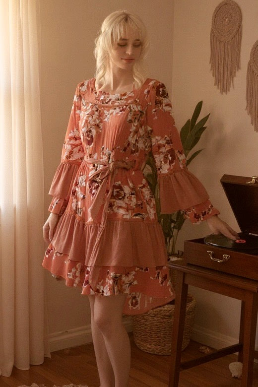 Wildflower Spell Tie Waist Flare Sleeve Ruffle Mini Dress | 2 Colors