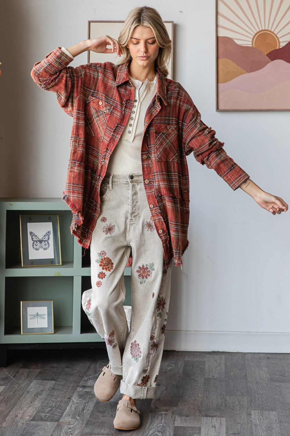 Stop & Stare Floral Embroidered Loose Fit Jeans