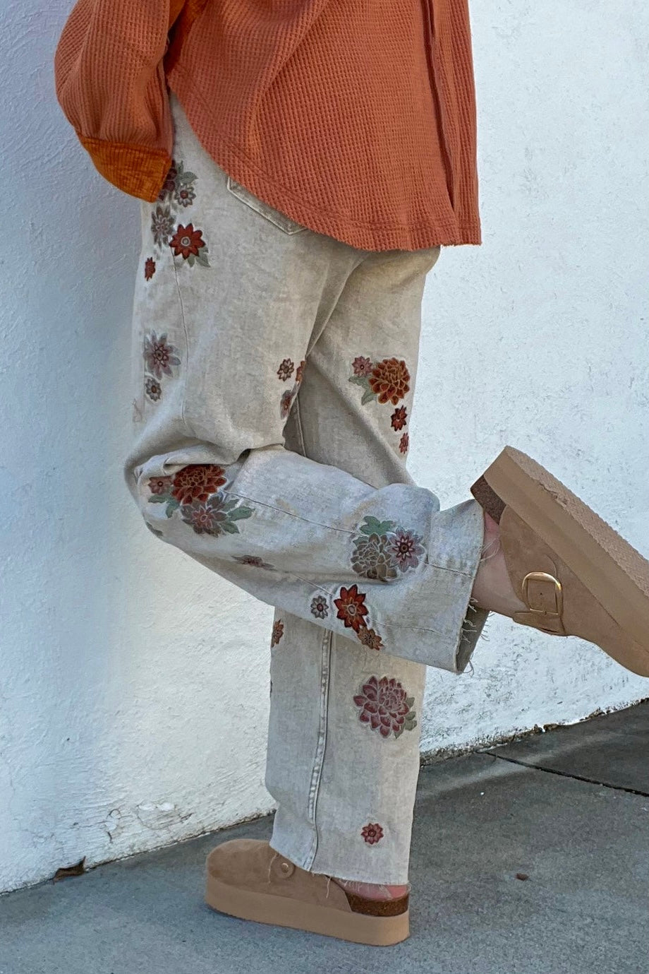 Stop & Stare Floral Embroidered Loose Fit Jeans
