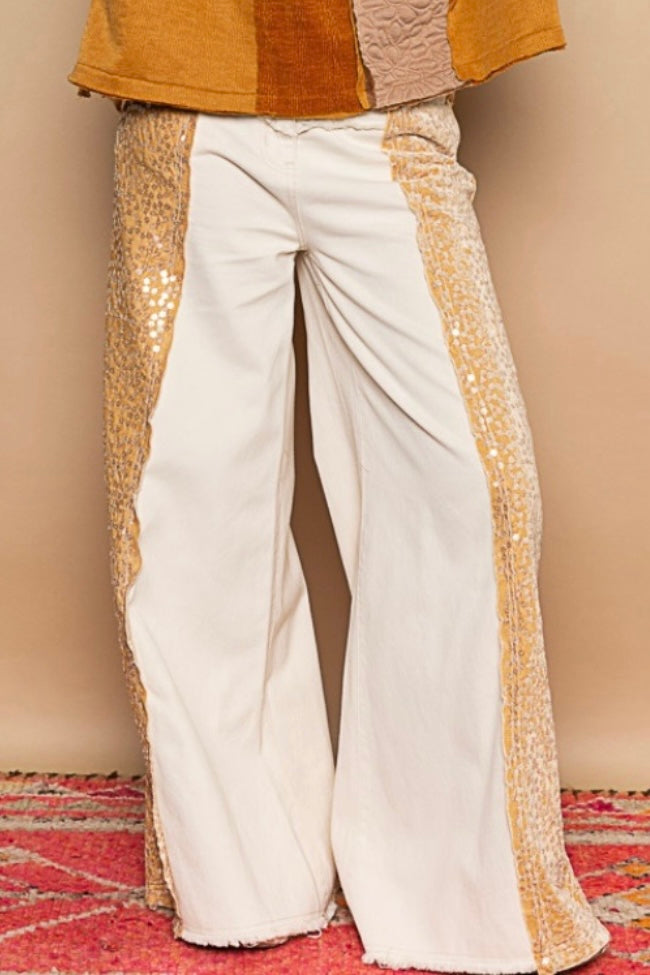 City Lights Floral Sequin Wide Leg Jeans
