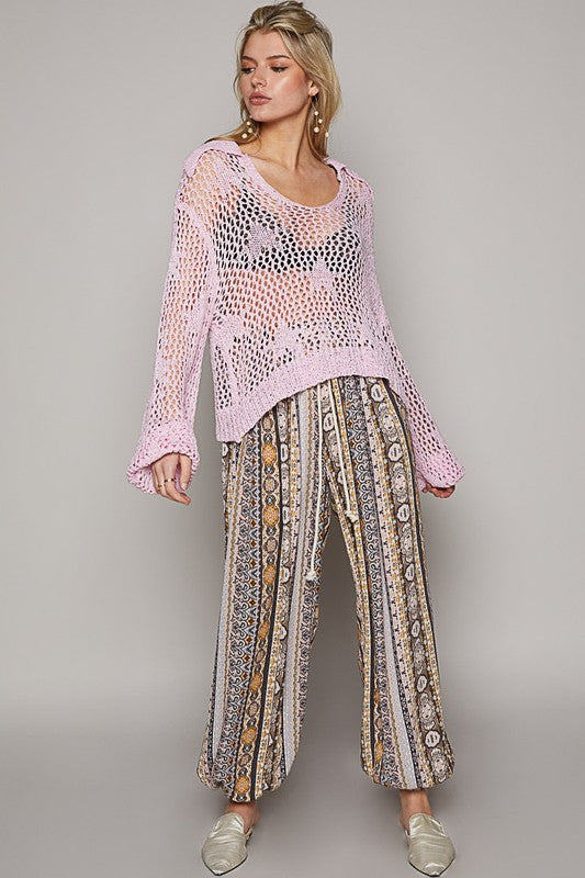 Called Out Boho Striped Patch Print Comfy Rayon Joggers