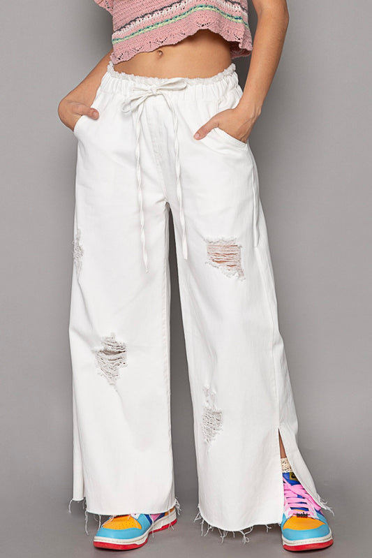 Go West Elastic Waist Wide Leg Palazzo Jeans (2 Colors)