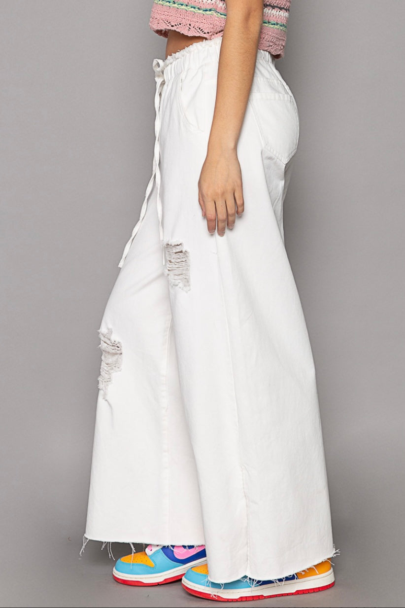 Go West Elastic Waist Wide Leg Palazzo Jeans (2 Colors)