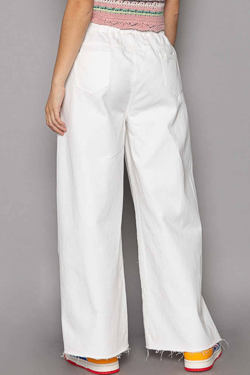 Go West Elastic Waist Wide Leg Palazzo Jeans (2 Colors)