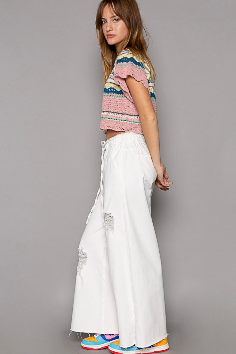 Go West Elastic Waist Wide Leg Palazzo Jeans (2 Colors)
