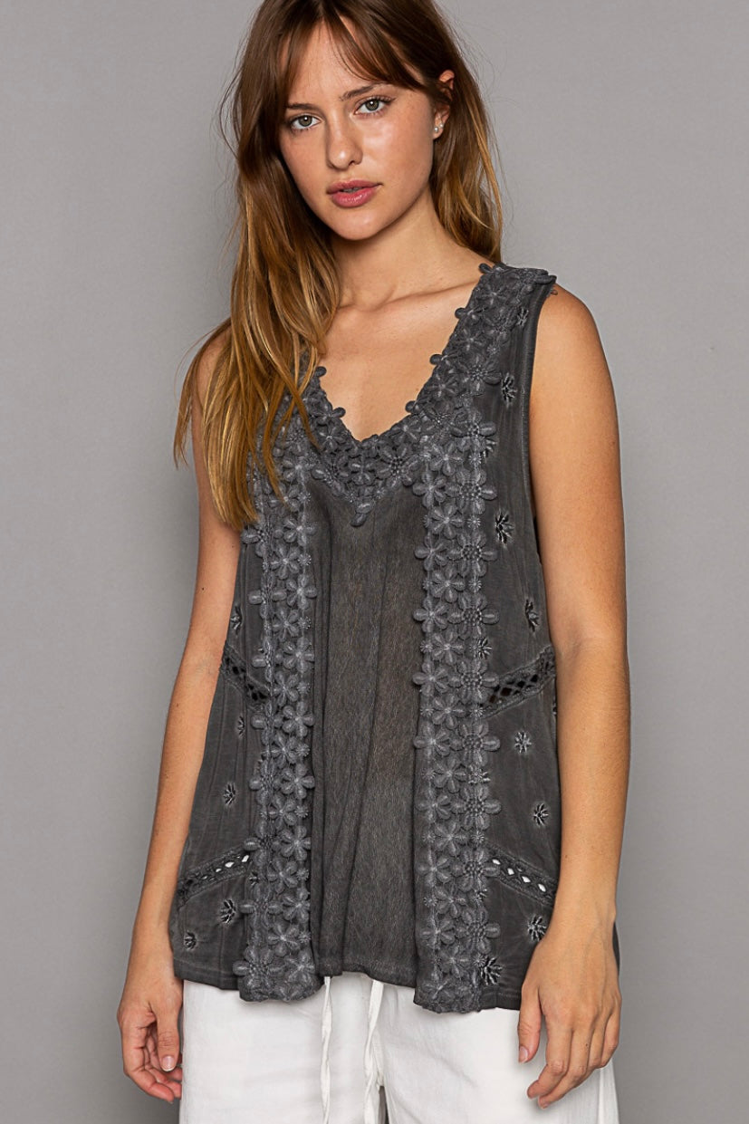 Summer Blooms 3D Flower V Neck Sleeveless Top (3 Colors)